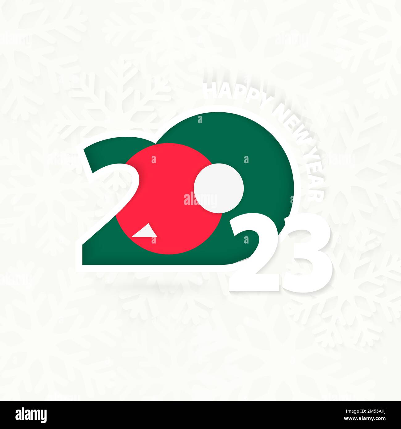 Neujahr 2023 für Bangladesch mit Schneeflockenuntergrund. Ich grüße Bangladesch mit dem neuen 2023. Jahr. Stock Vektor Neujahr 2023 für Bangladesch mit Schneeflockenuntergrund. Ich grüße Bangladesch mit dem neuen 2023. Jahr. Stock Vektor