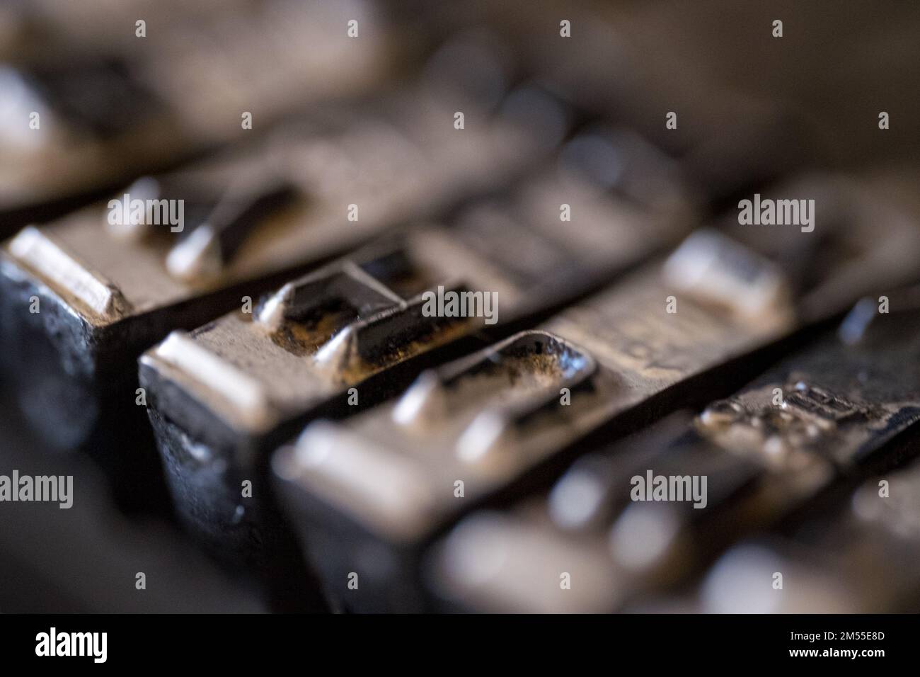Extrem-Makro-abstraktes Foto einer Schreibmaschine Stockfoto