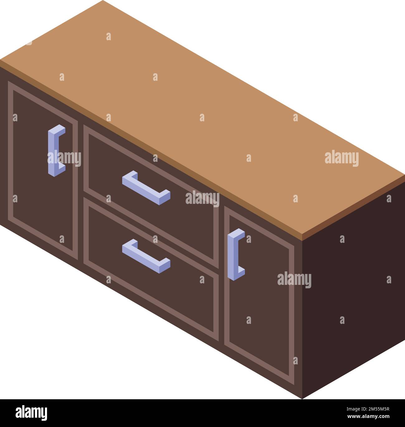 Isometrischer Vektor für das Symbol der Holzküche. Inselinnere. Heim aus Holz Stock Vektor