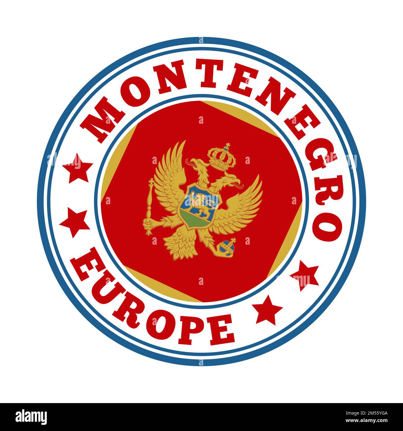 Montenegro unterschreibt. Rundes Länderlogo mit der Flagge Montenegros. Vektordarstellung. Stock Vektor