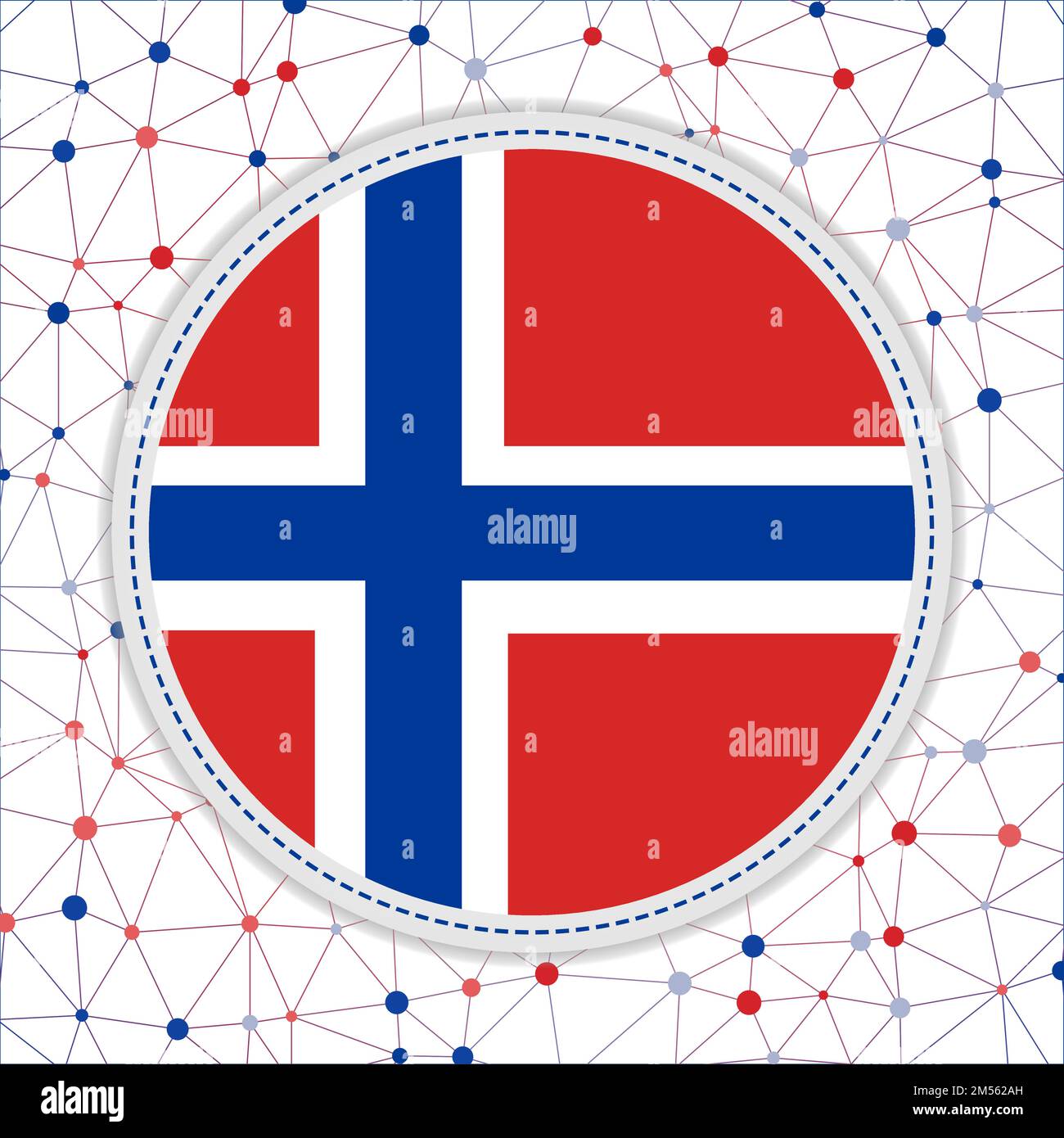 Flagge von Svalbard mit Netzwerkhintergrund. Spitzbergen-Zeichen. Moderne Vektordarstellung. Stock Vektor