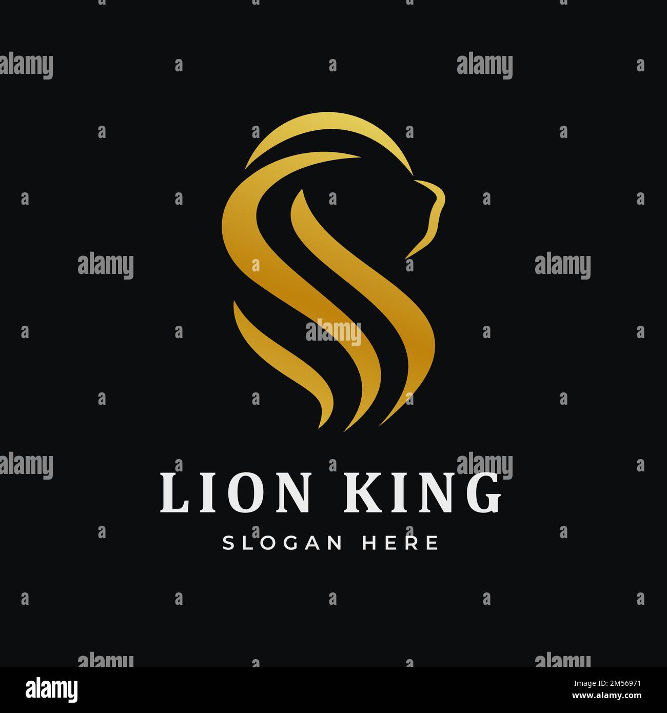 Abstraktes Logo mit goldenem Löwenkopf und hochwertigem Styling. Logo-Vorlage Für Den Löwenkopf-Vektor Stock Vektor
