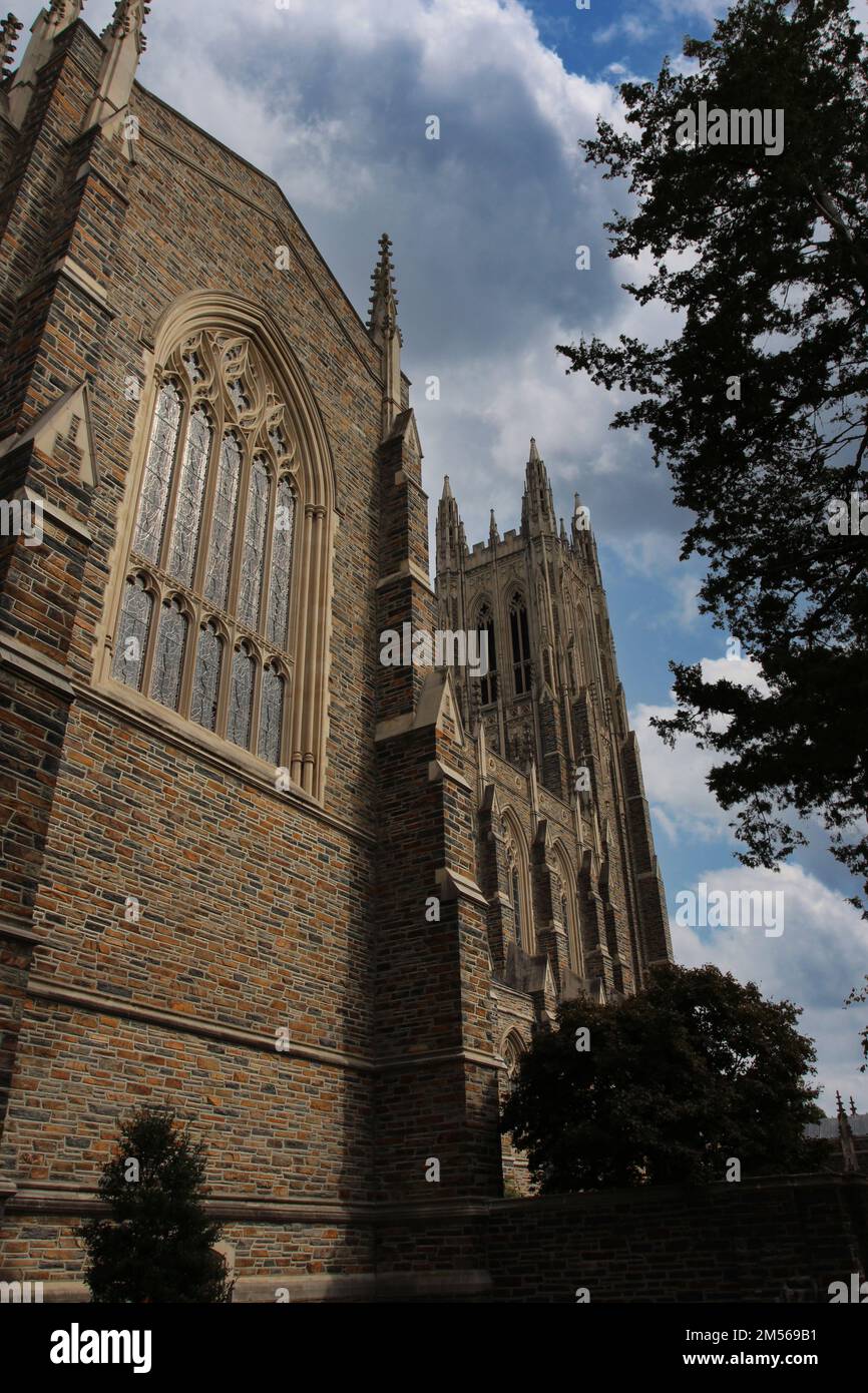 Die Duke University Chapel ist ein Wahrzeichen auf dem Campus in Durham, North Carolina, USA Stockfoto