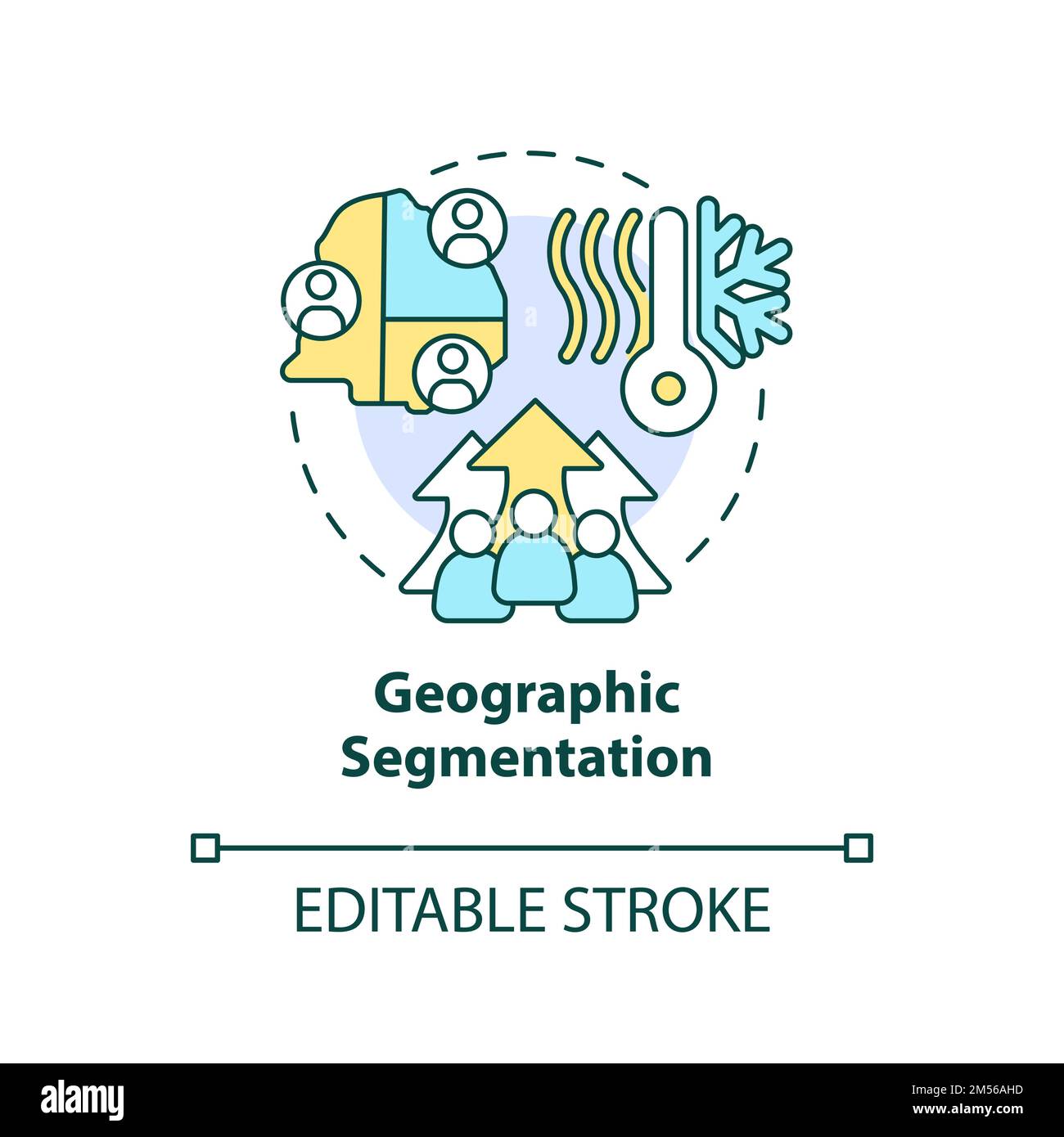 Symbolgruppe für Konzepte der geografischen Segmentierung Stock Vektor