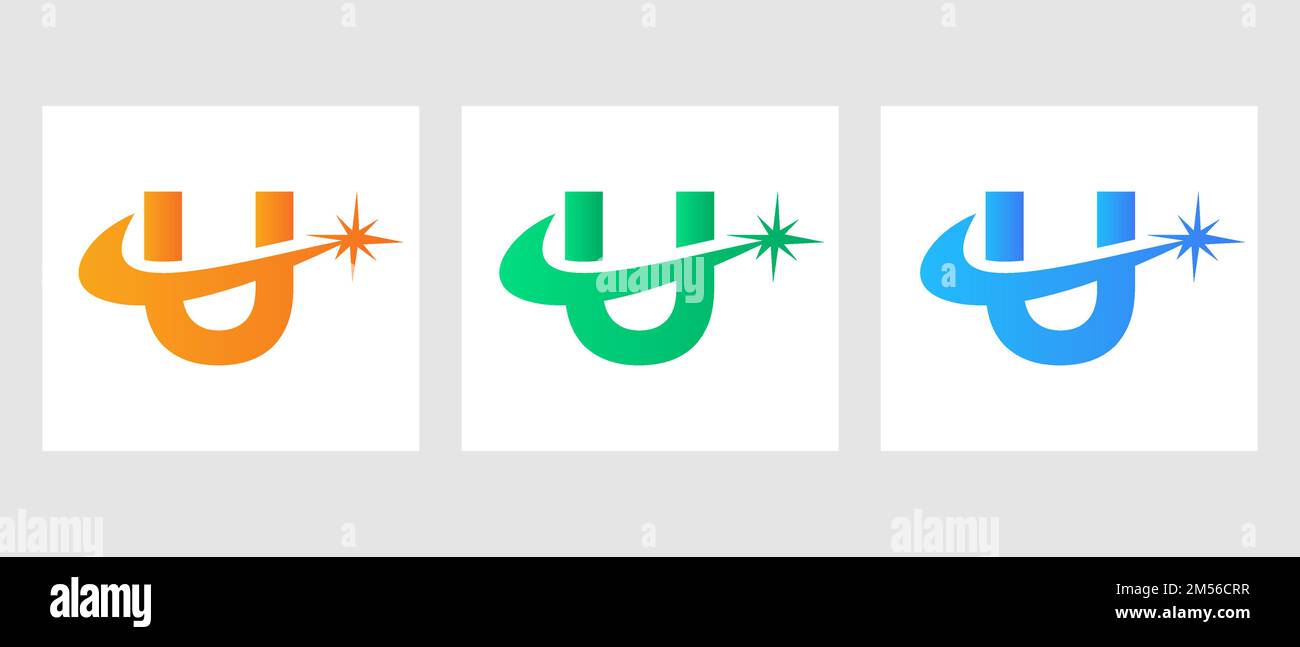 Design-Vektorvorlage für Spark-Logo mit Buchstabe U Stock Vektor