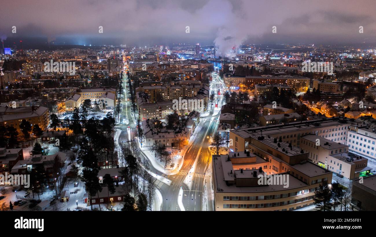 Blick auf Tampere aus der Vogelperspektive Stockfoto