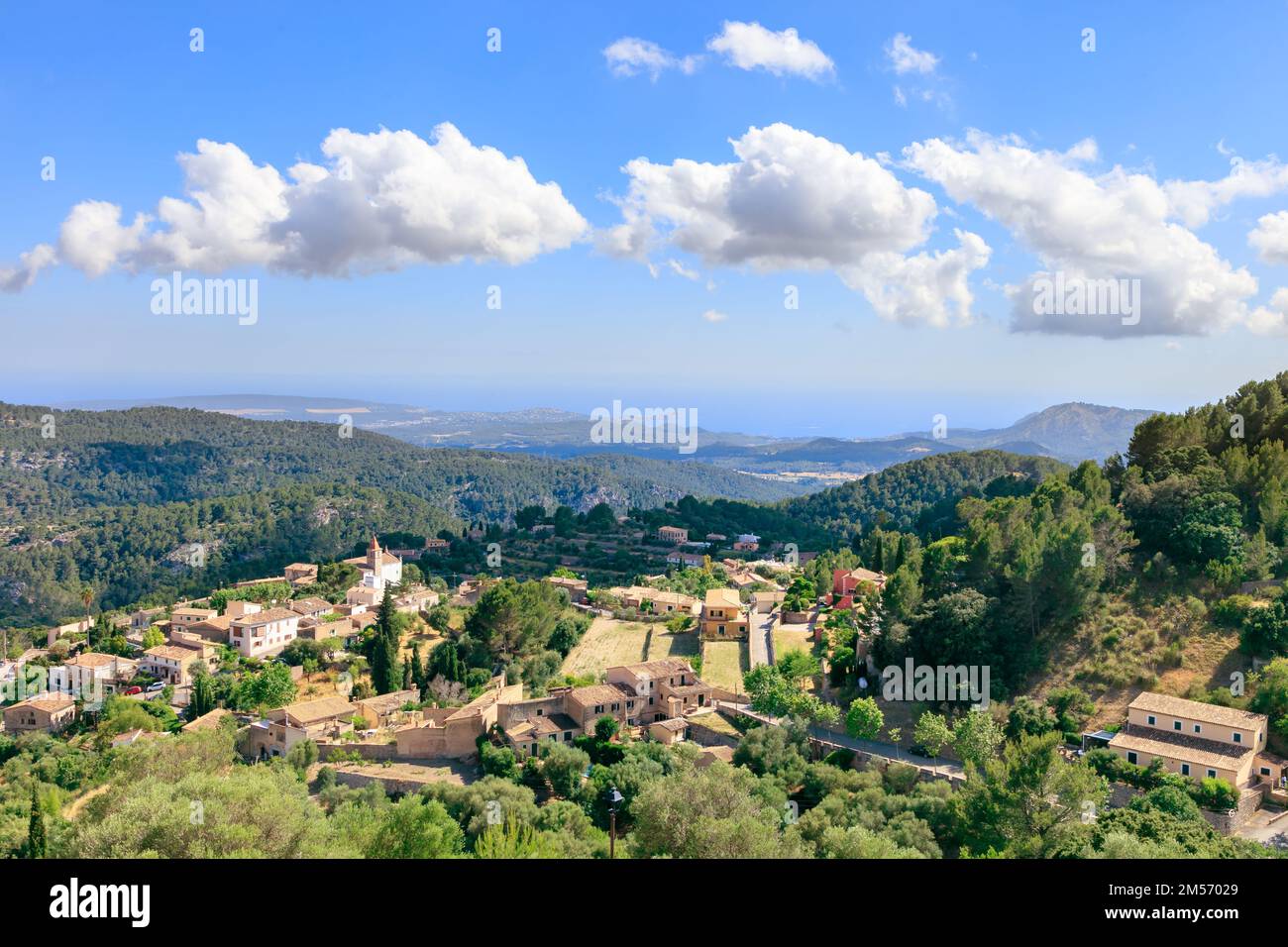 Galilea am Tag aus Vogelperspektive, Mallorca, Spanien Stockfoto