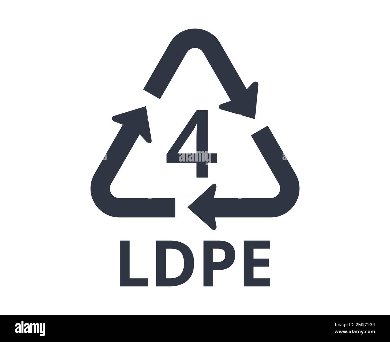Logo: Isolated Recycle LDPE, Nummer 4. Konzept von Ökologie und Verpackung. Stock Vektor