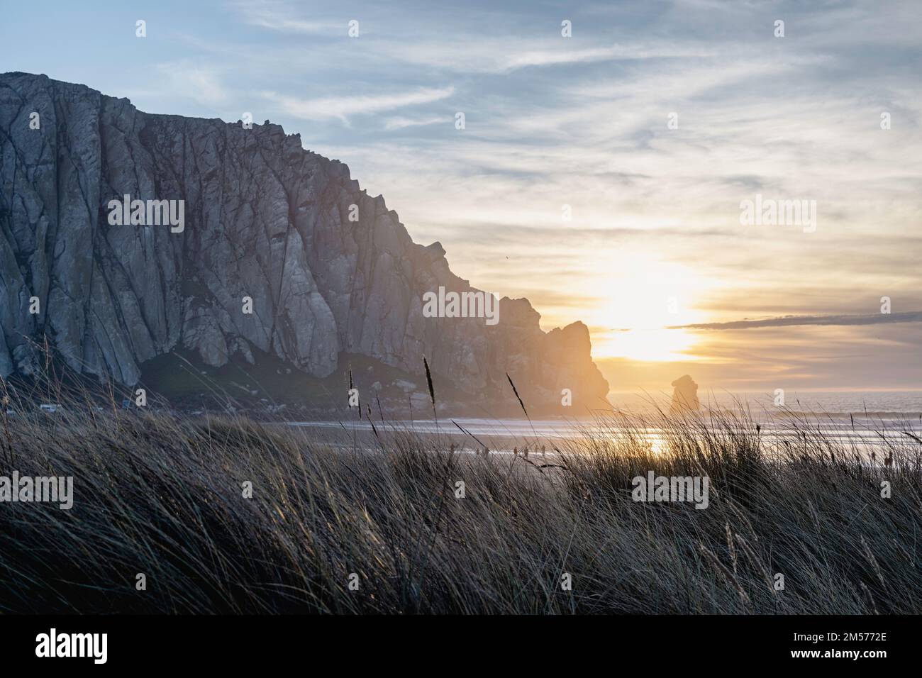 Morro Rock bei Sonnenuntergang Stockfoto