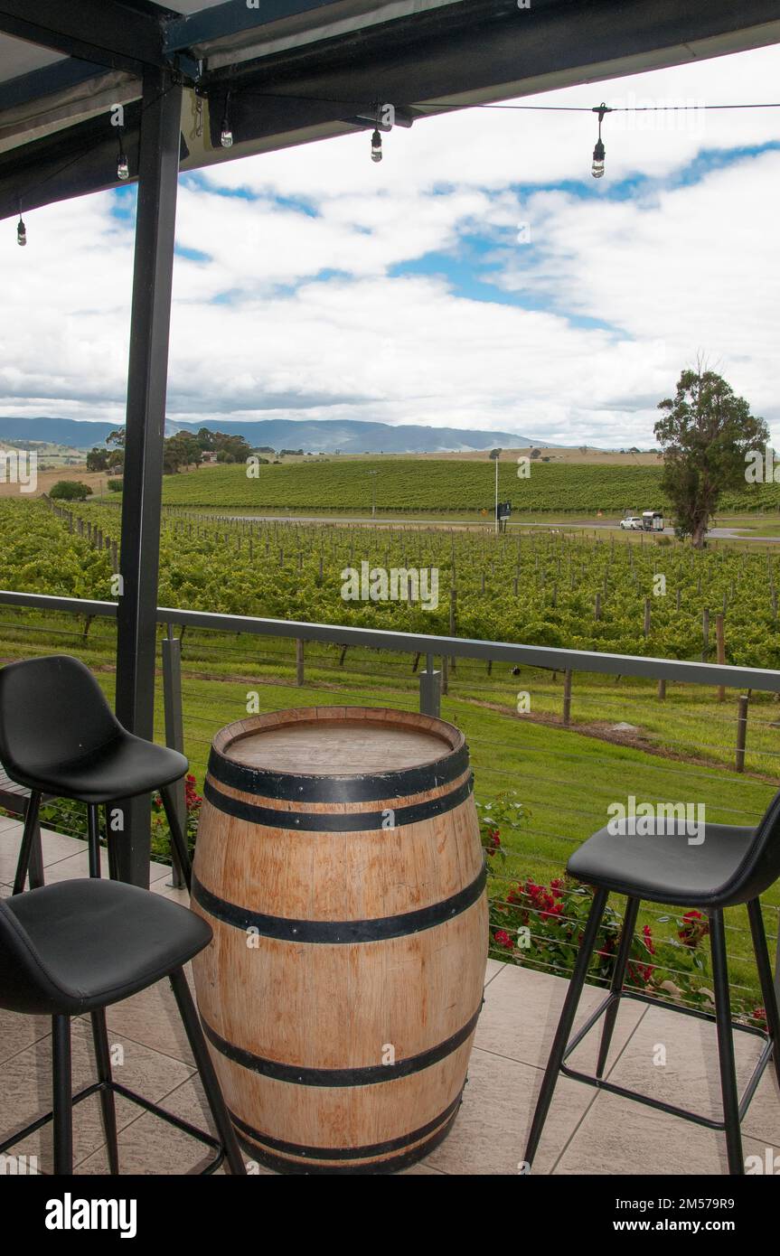 Kellertür am Balgownie Estate, Yarra Valley, Victoria, Australien Stockfoto