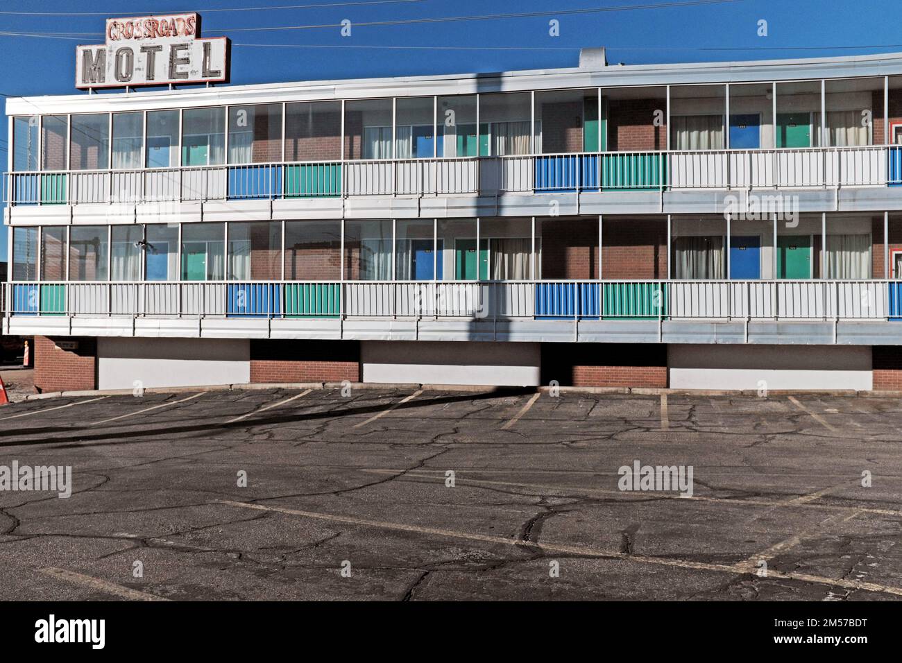 Crossroads Motel in Albuquerque, New Mexico, bekannt als „Kristallpalast“ in der Breaking Bad Serie, wird als Tauchmotel dargestellt. Stockfoto