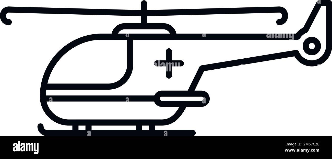 Helikopter-Rettungshubschrauber-Symbolkontur-Vektor. Militärtransport. Luftwaffe Stock Vektor