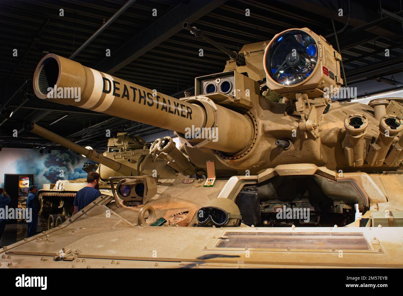 Ein Panzer aus der Golfkriegszeit M60A1 ist im American Heritage Museum ausgestellt. Hudson, Massachusetts. Stockfoto