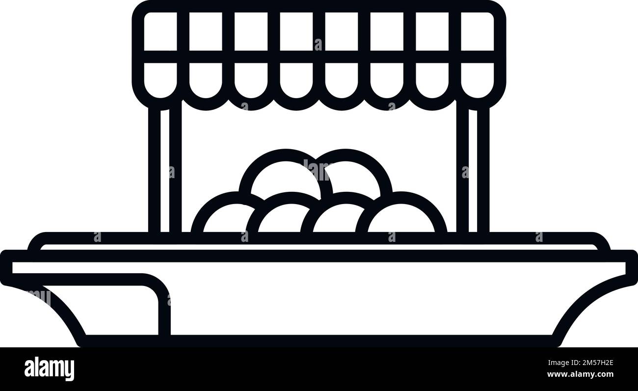 Vektor der Modellstruktur des Marktsymbols. Ein Flussboot. Thailändisches Essen Stock Vektor