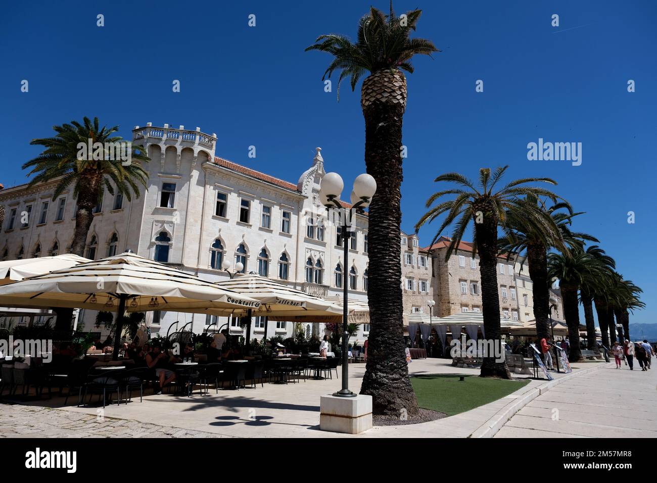 Die Riva Promenade in Split Kroatien an einem sonnigen Frühlingstag Stockfoto