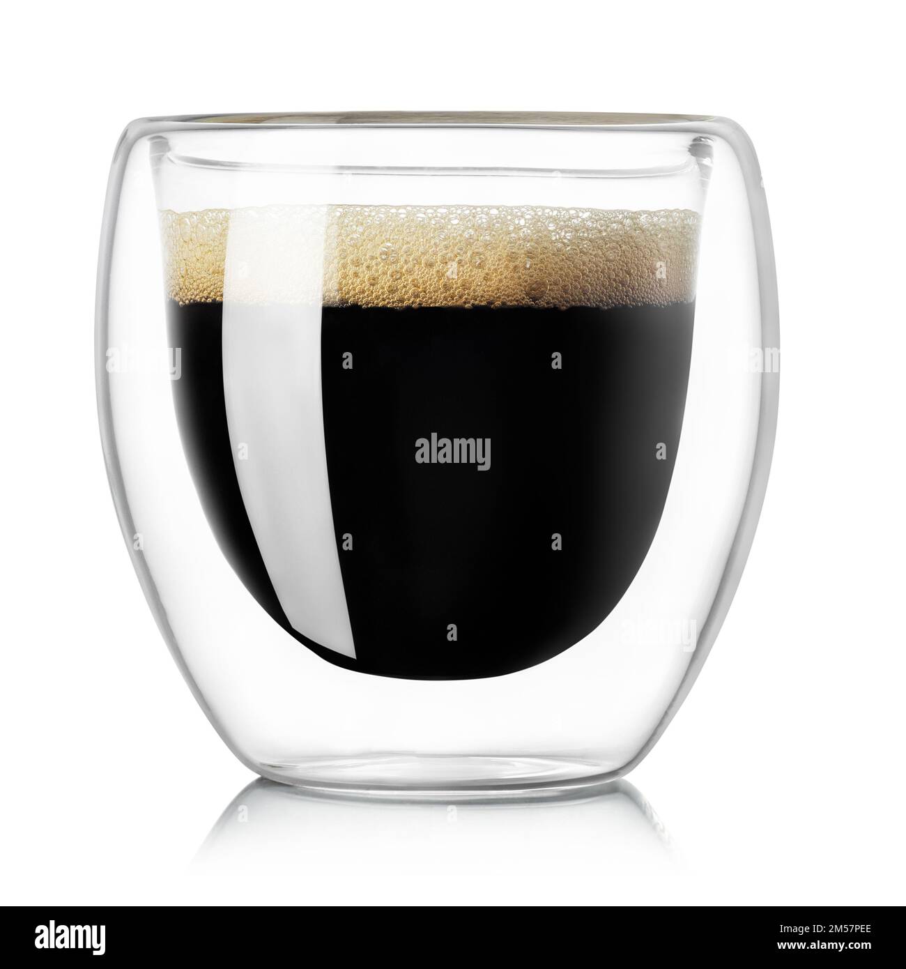 Glas Espresso, isoliert auf weißem Hintergrund Stockfoto