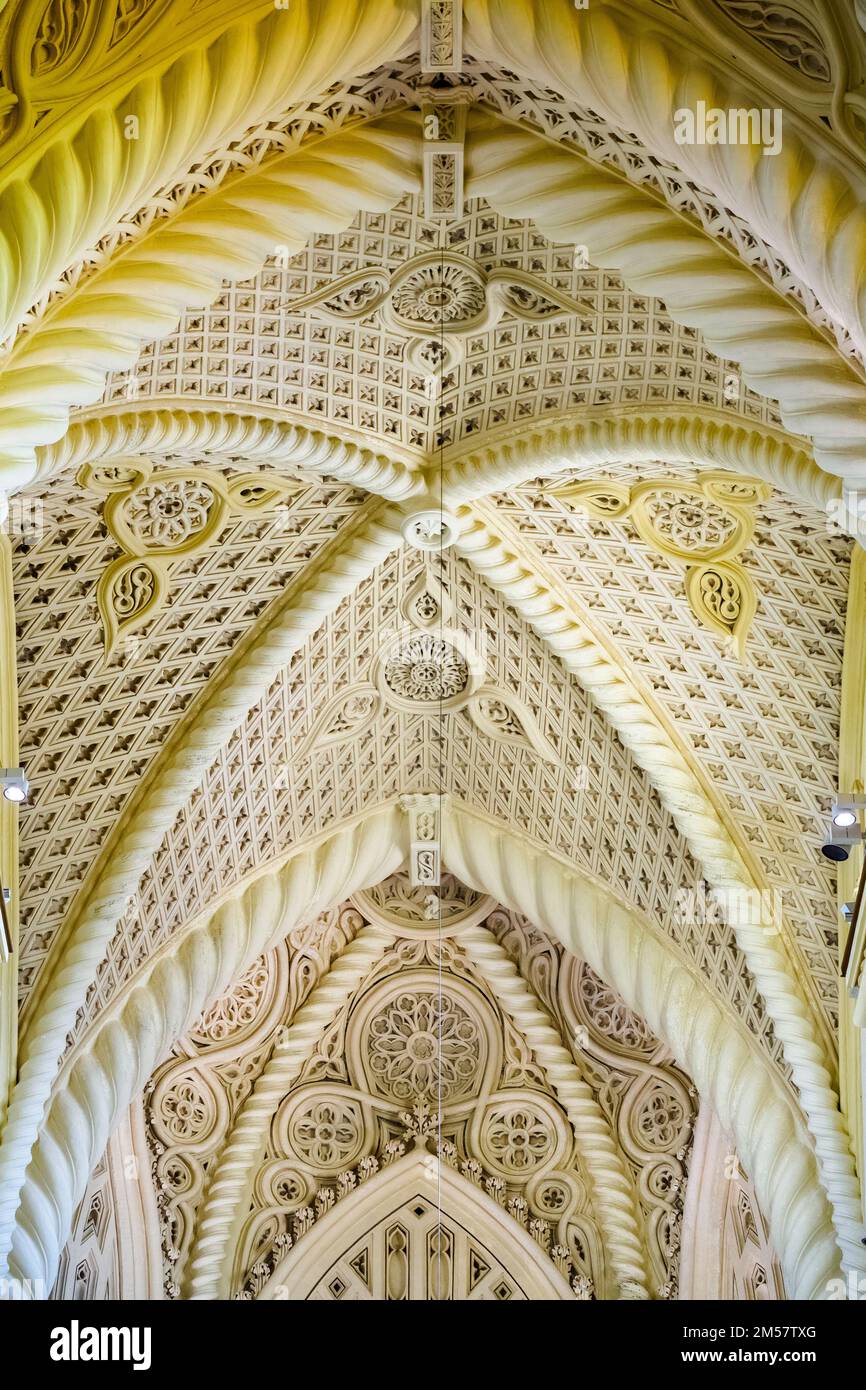 Detail der zentralen Decke des Schiffes - die Königliche Kathedrale (echter Dom) von Erice - Sizilien, Italien Stockfoto