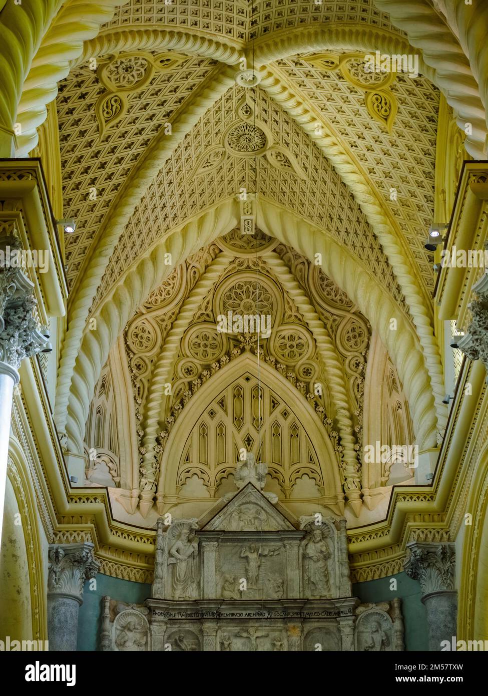 Detail der apse Decke - die Königliche Kathedrale (echter Dom) von Erice - Sizilien, Italien Stockfoto