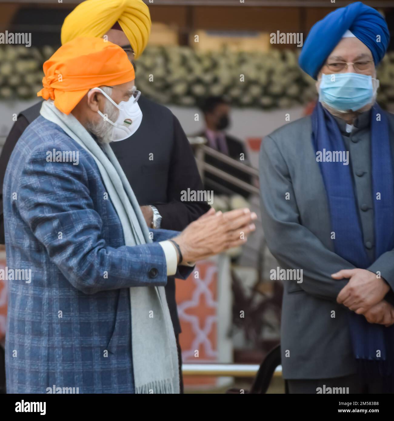 New Delhi, Indien, 26. Dezember 2022 - Indischer Premierminister Shri. Narendra Modi spricht während des Programms "Veer Baal Diwas" bei Major Dhyan Chand Nationa Stockfoto