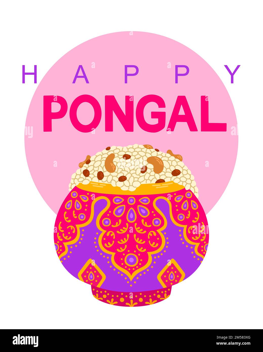 Happy Pongal Religion Festival of South India – Hintergrund der Feier. Vektor Stock Vektor