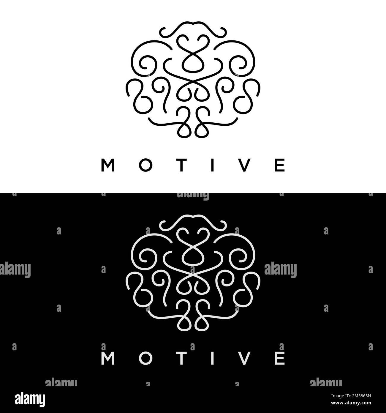 Einfaches Schwarz-Weiß-Design einzigartiges Kalligraphiebild Grafiksymbol Logo abstraktes Konzept Vektormaterial. Wird als Symbol in Bezug auf Motive oder Innenraum verwendet Stock Vektor