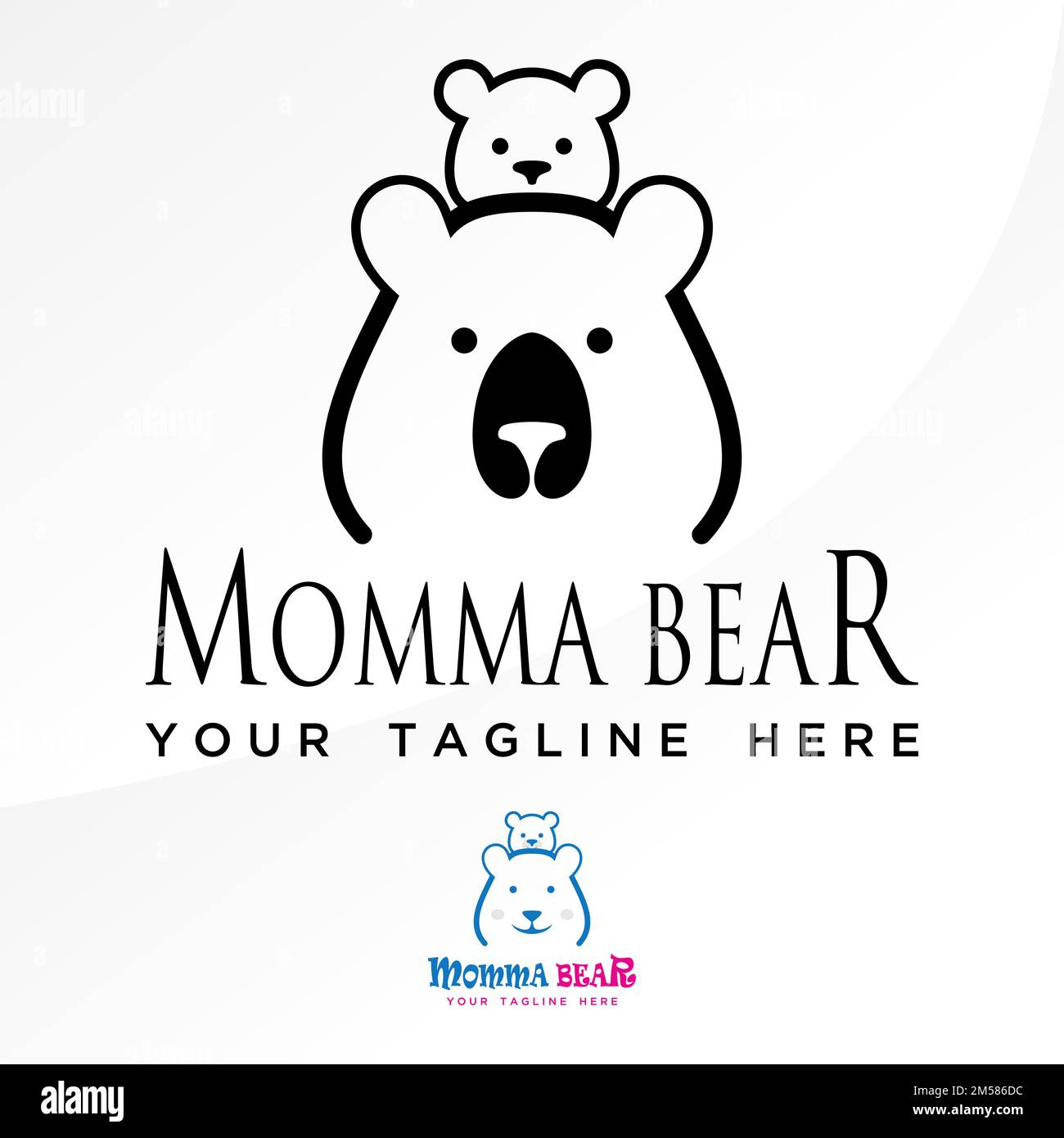 Einfaches und einzigartiges Mutter-Kind-Bär in Umarmung und Trageposition Bild grafisches Symbol Logo Design abstraktes Konzept Vektormaterial Tier Stock Vektor