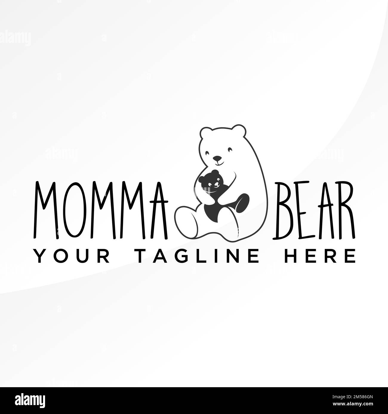 Einfaches und einzigartiges Mutter-Kind-Bär in Umarmung und Trageposition Bild grafisches Symbol Logo Design abstraktes Konzept Vektormaterial Tier Stock Vektor