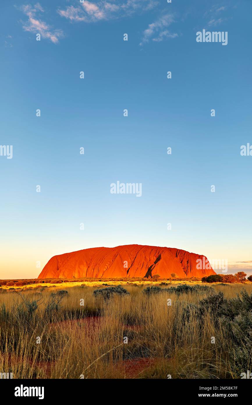 Sonnenuntergang am Uluru Ayers Rock. Nördliches Territorium. Australien Stockfoto