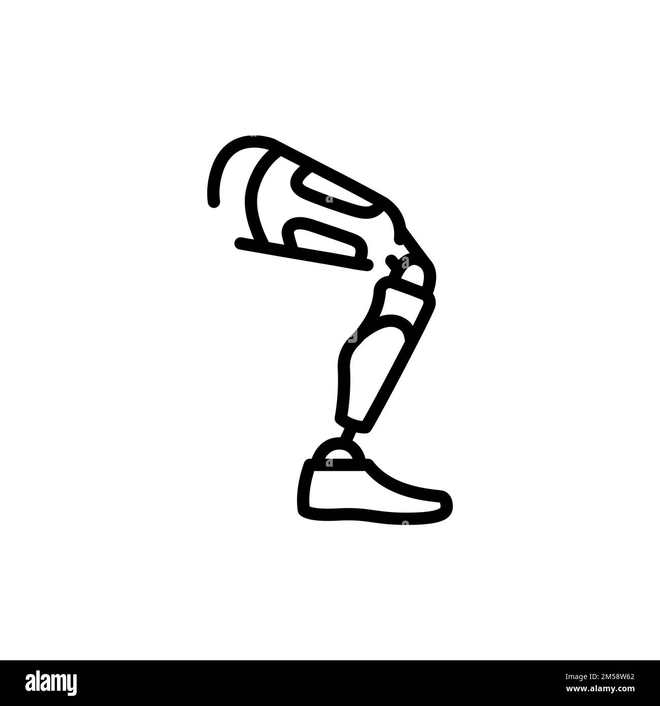 Symbol für die künstliche Bio-Beinfarbe. Behinderung. Isoliertes Vektorelement. Skizzieren Sie das Piktogramm für Webseite, mobile App, Promo Stock Vektor