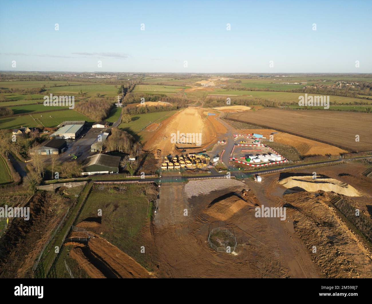 HS2-Hochgeschwindigkeitsbahnbau in der Nähe von Brackley Northamptonshire England Stockfoto