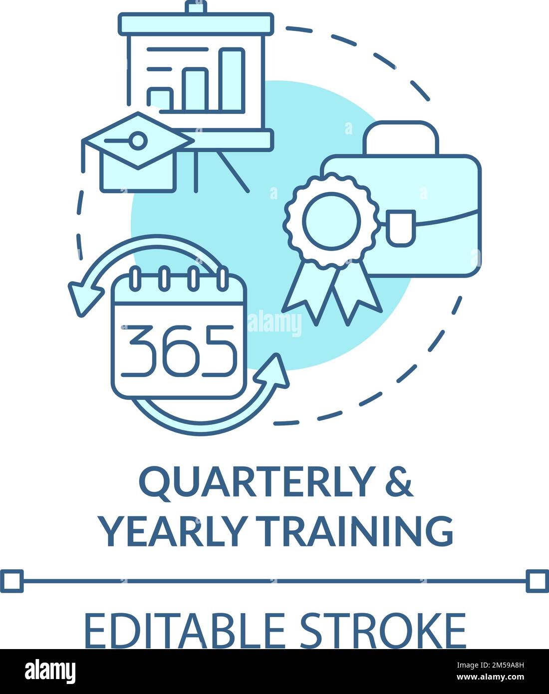 Vierteljährliches und frühes Training – türkisfarbenes Konzeptsymbol Stock Vektor