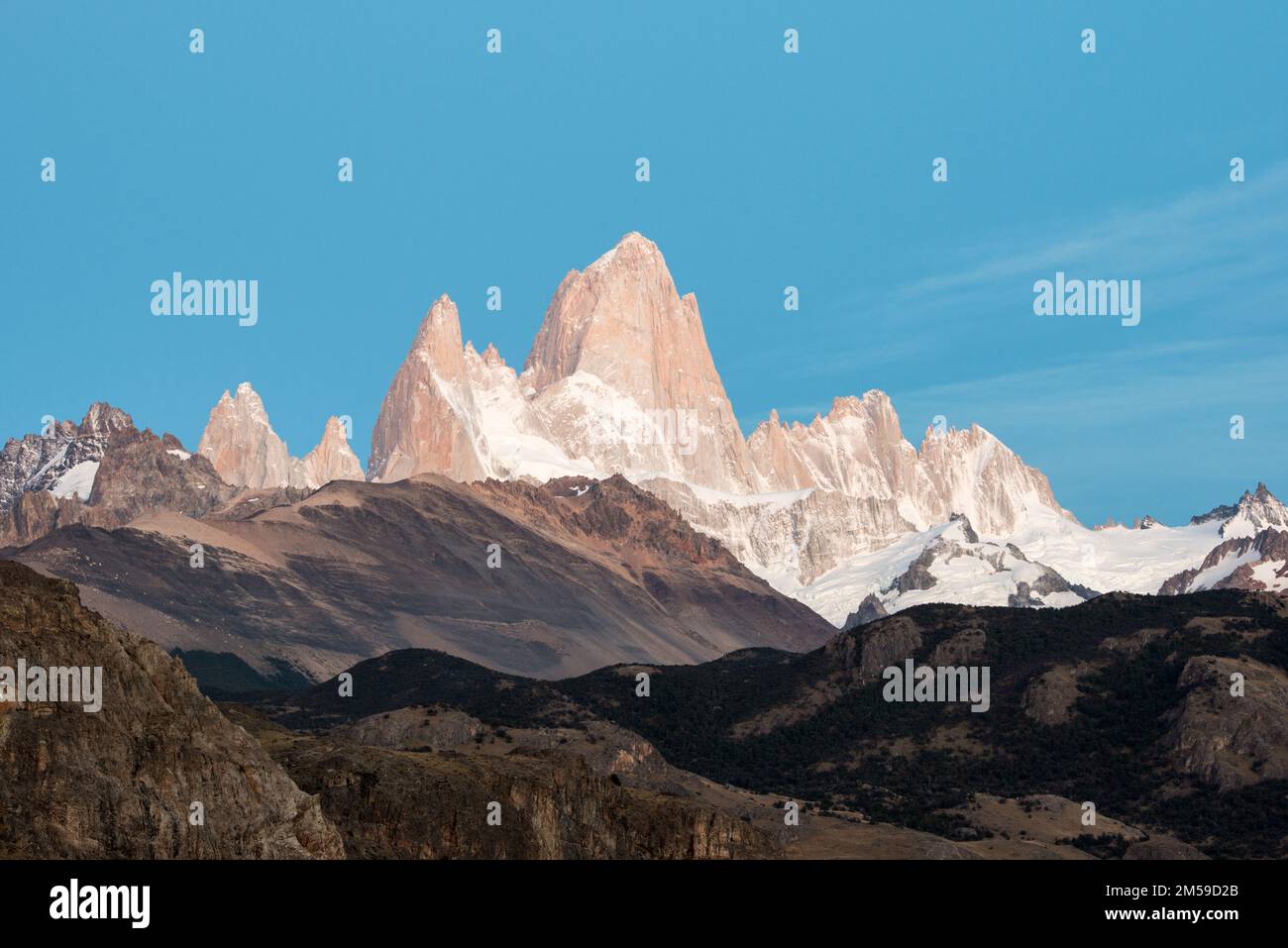 Der Berg Fitz Roy im Los Glaciares Nationalpark in Patagonien, Argentinien. Stockfoto