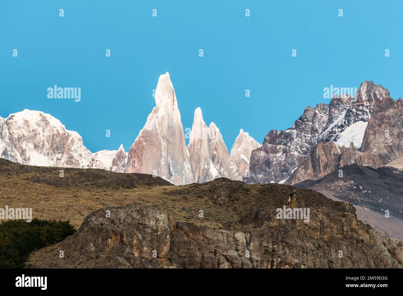 Der Berg Cerro Torre im Los Glaciares Nationalpark in Patagonien, Argentinien. Stockfoto