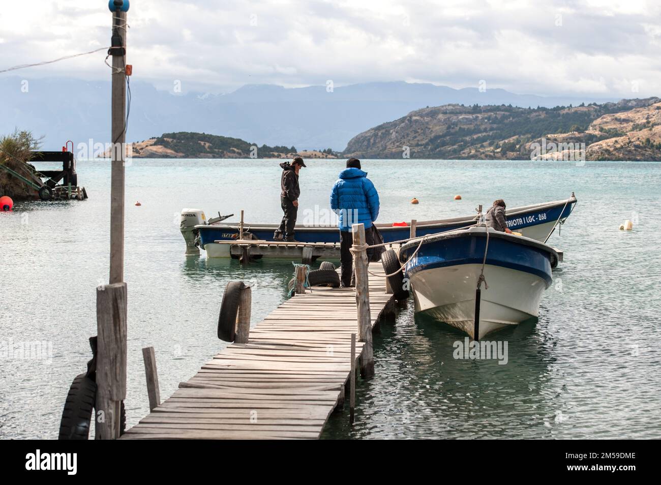 Entlang der Carretera Austral bei den Marmorhöhlen am Lago General Carrera in Chile, Patagonien. Stockfoto