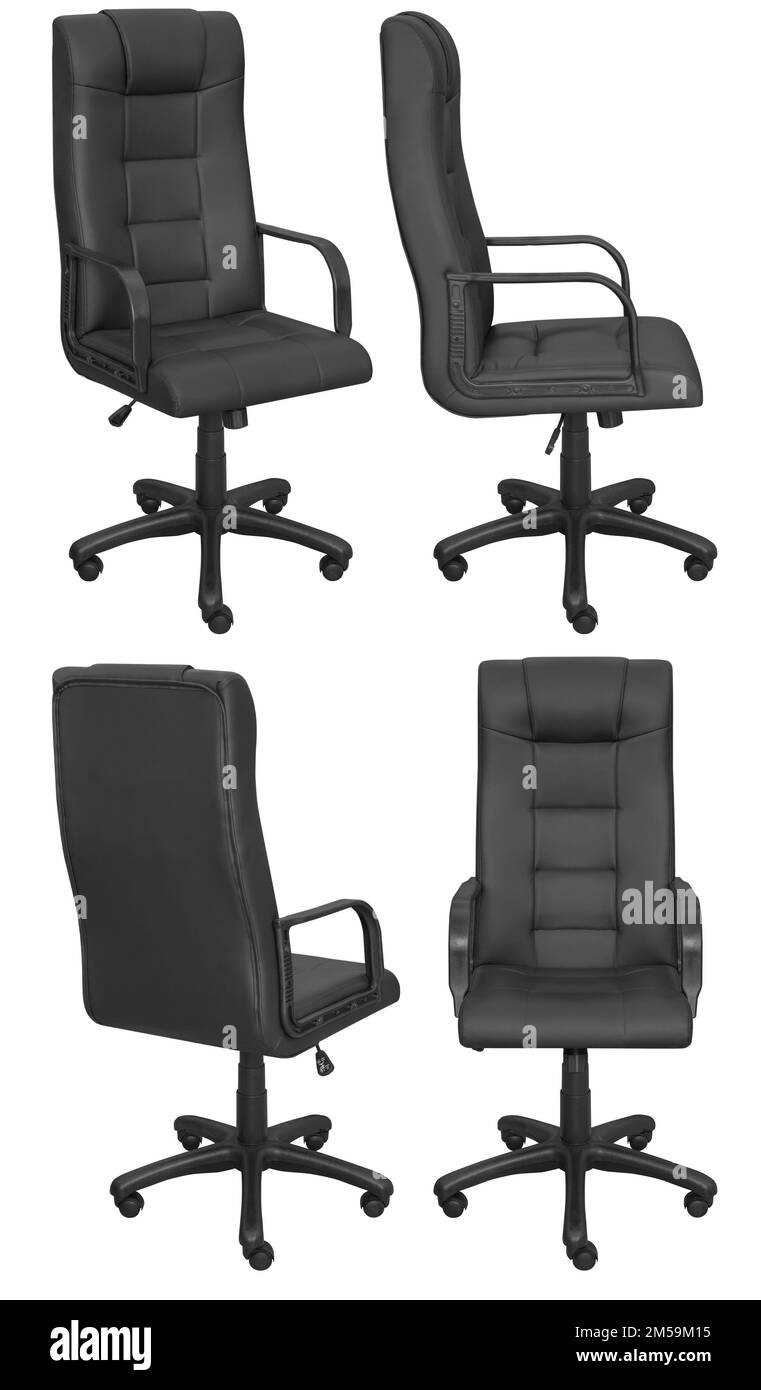 Bürostuhl für den Kopf. Isoliert vom Hintergrund. Ansicht von verschiedenen Seiten Stockfoto