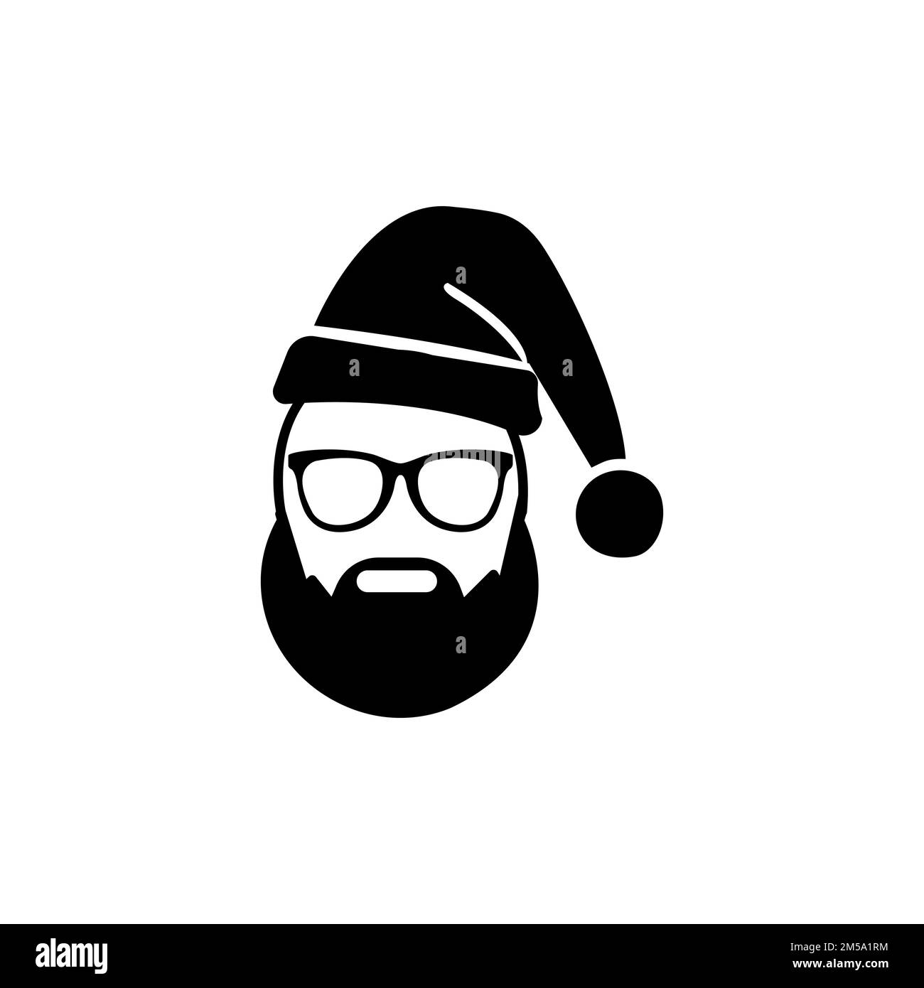 Weihnachtsmannmütze, Schnurrbart und Bart. Weihnachtselemente. Frohe Weihnachten. Stock Vektor