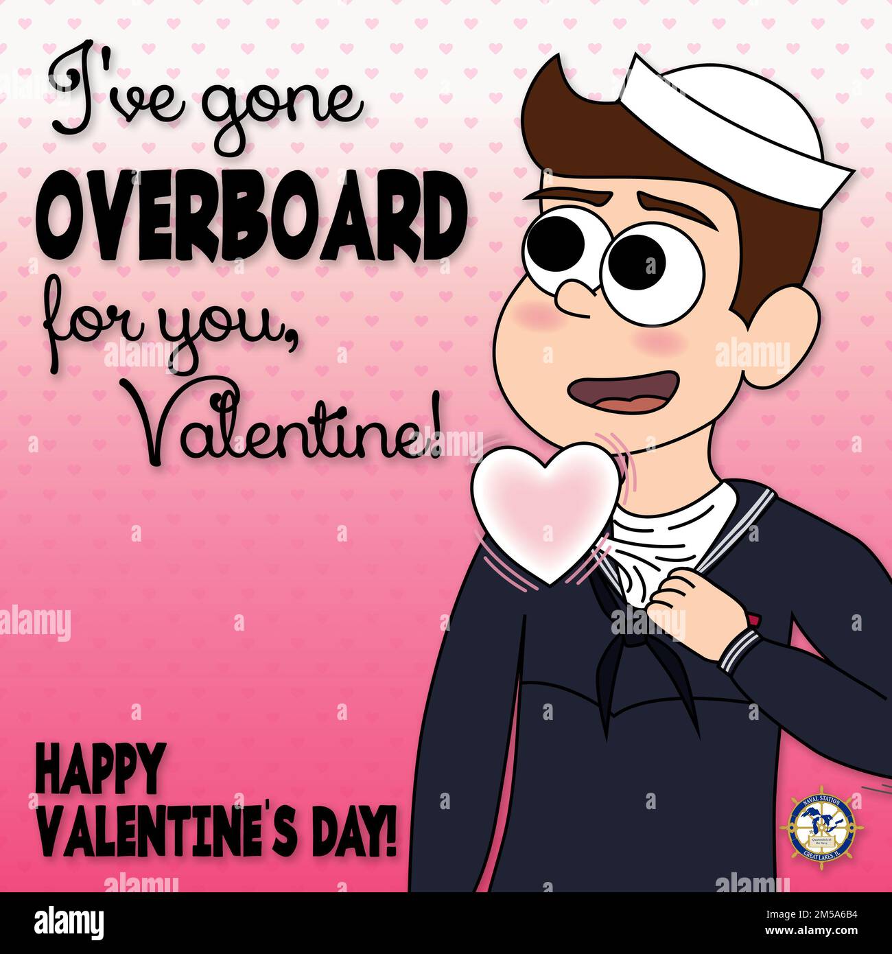 TOLLE SEEN, Illinois. (14. Februar 2022) Eine Grafik mit einem Cartoon, in dem Sailor in Love den Valentinstag 2022 in sozialen Medien feiert. (USA Navy-Grafik von Mass Communication Specialist 2. Class Brigitte Johnston) Stockfoto