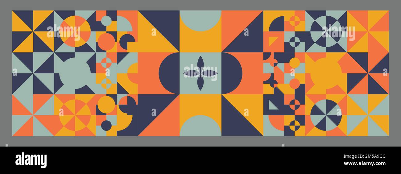 Geometrische Formen und Figuren, minimalistische Kunstwerke im einfachen Musterdesign. Abstraktes Vektor-Webbanner im Hintergrundbild für Branding-Paket Stock Vektor