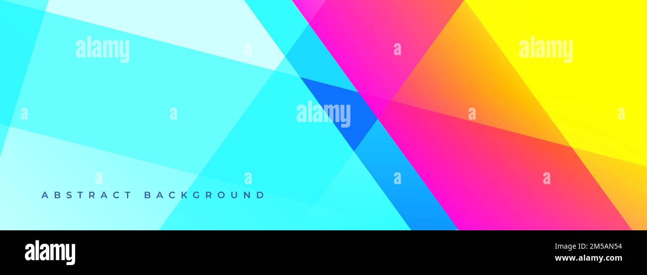 Farbenfrohes, abstraktes, modernes breites Banner mit geometrischen Formen. Farbiger abstrakter Hintergrund. Vektordarstellung. Stock Vektor