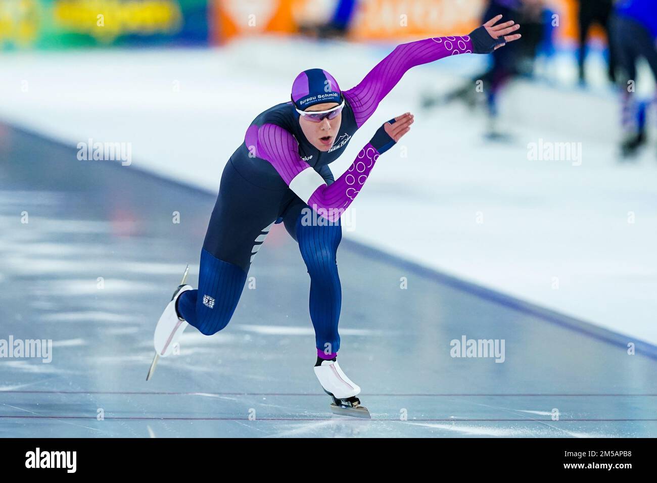 HEERENVEEN, NIEDERLANDE - DEZEMBER 27: Anna Boersma aus den Niederlanden, die am 27. Dezember 2022 beim KNSB Speed Skating NK Sprint am 1,000m. Juli in Heerenveen, Niederlande teilnimmt (Foto: Andre Weening/Orange Pictures) Stockfoto