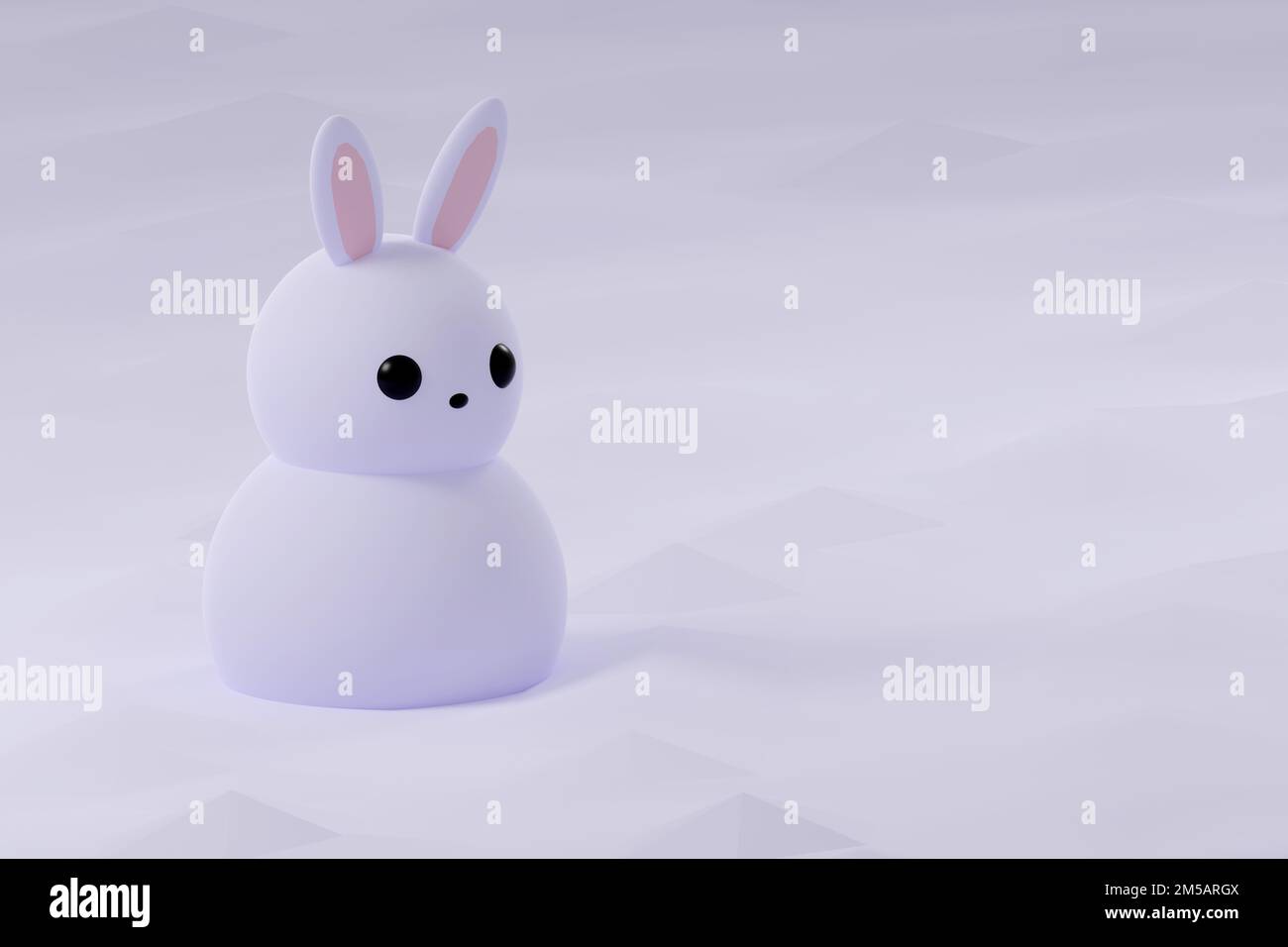 3D gerendert Cartoon-Charakter grau Kaninchen auf blauem Hintergrund. Einfache 3D-Rendering-Illustration Stockfoto
