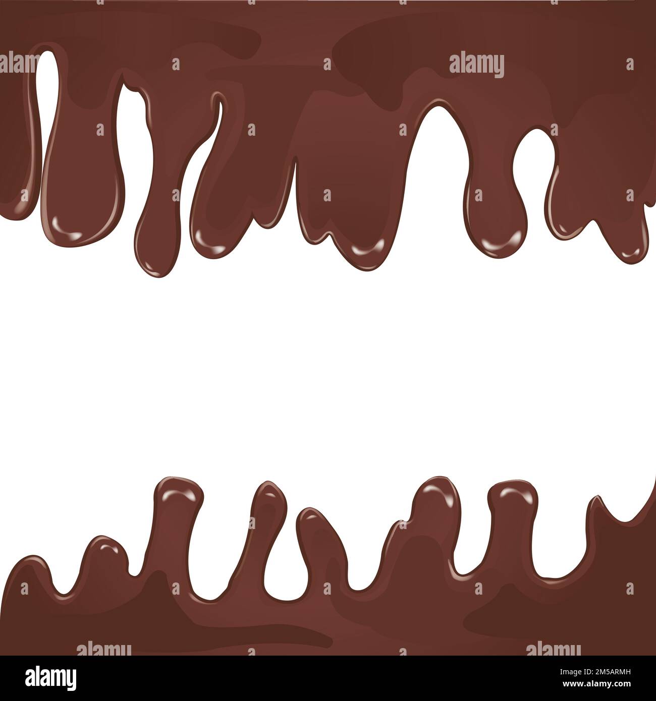 Geschmolzene Schokolade Vektor mit weißem Hintergrund; Design der schmelzenden Schokolade mit Raum für Worte; Stock Vektor