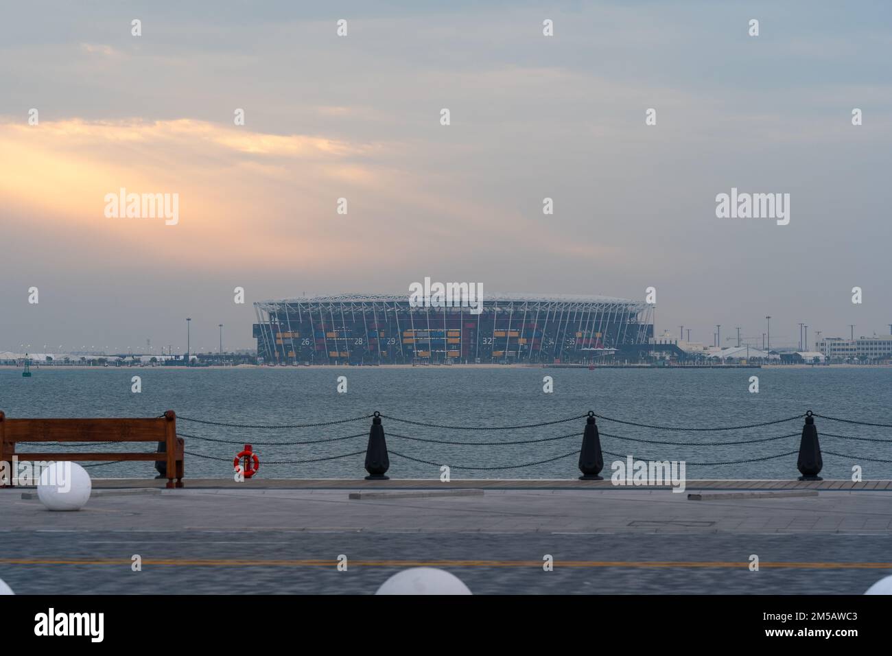 Stadium 974, früher bekannt als Ras Abu Aboud Stadium, ist ein Fußballstadion, das in Doha, Katar, für die FIFA-Weltmeisterschaft 2022 gebaut wird. Stockfoto