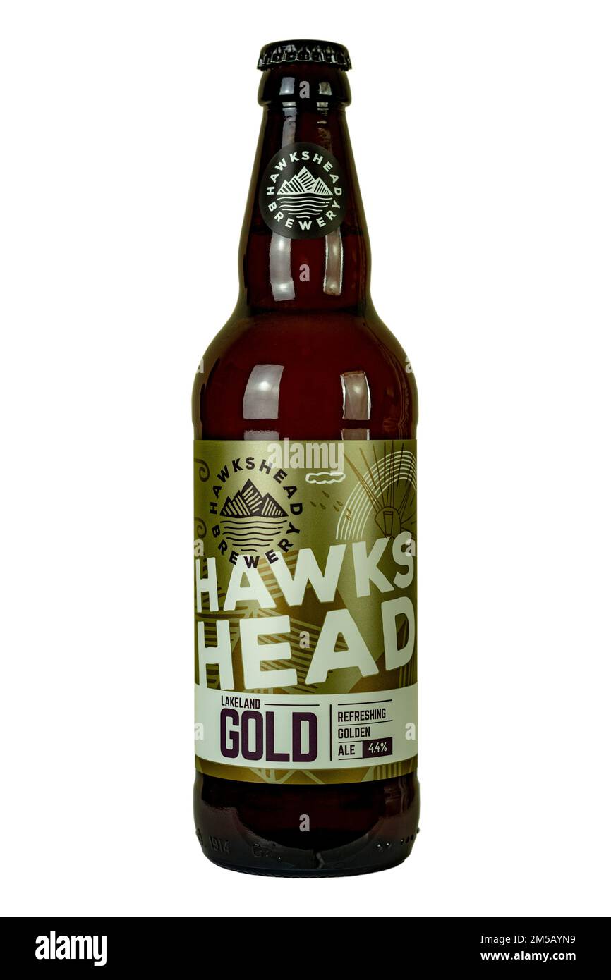 Hawkshead Brewery Mosaic Lakeland Gold Flaschenbier - ABV4,4 %. Stockfoto