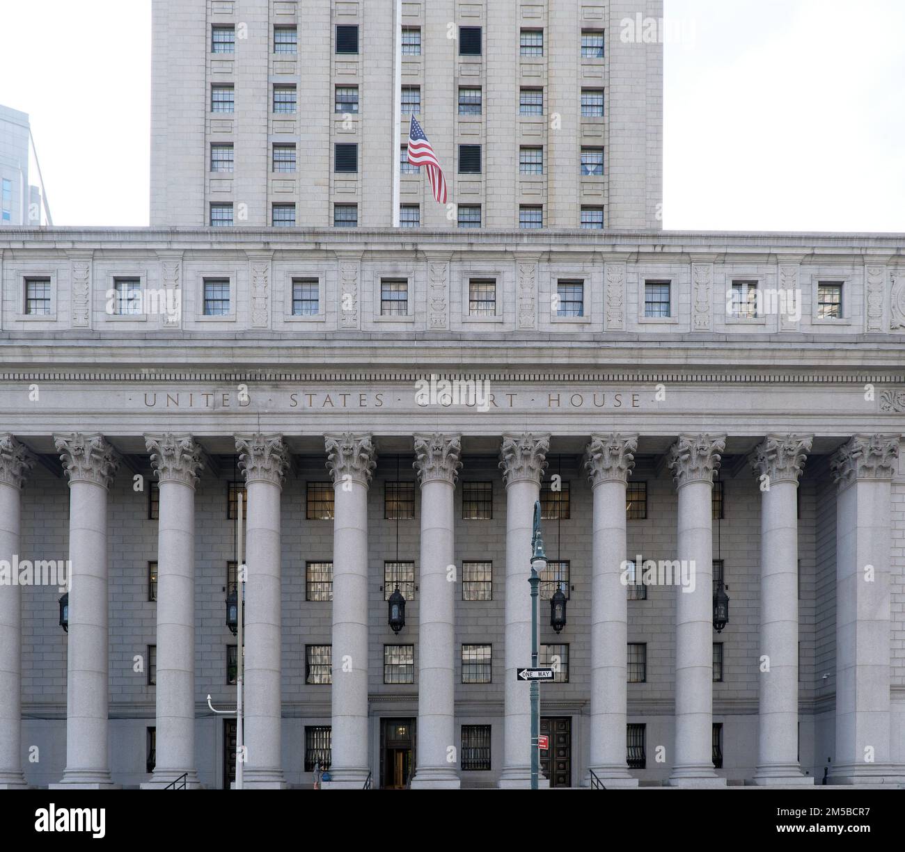 Kolumnen über das United States Court House in New York City Stockfoto