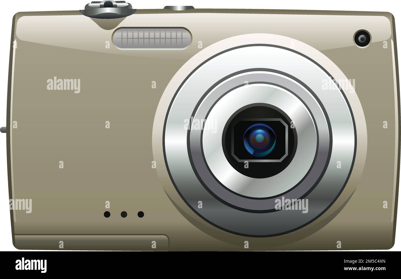 Realistische digitale Kamera. Abbildung auf weißem Hintergrund Stock Vektor