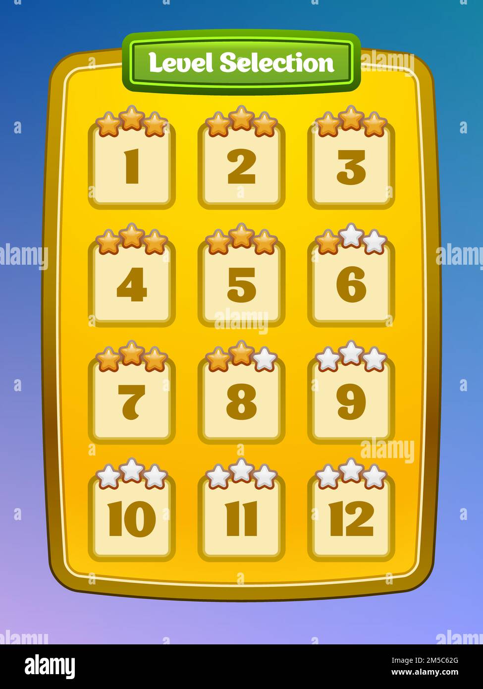 Spiel-UI. Level-Auswahl. Vector eps 10. Stock Vektor