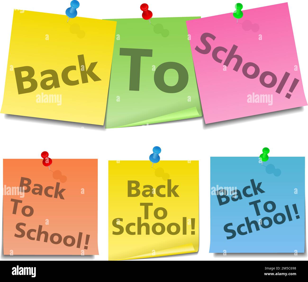 Text von Bacl zu Schule auf Haftnotizen Stock Vektor