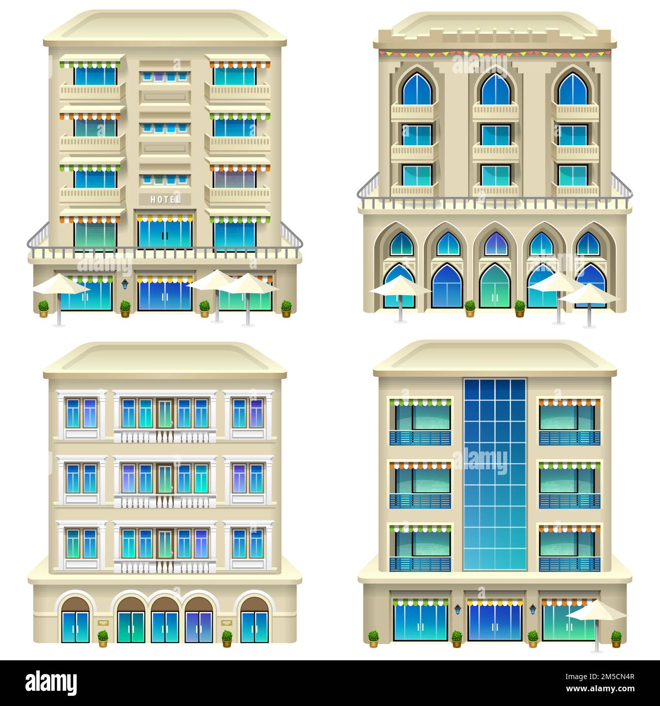 Detaillierte Darstellung der Hotelsymbole. Vector eps 10. Stock Vektor