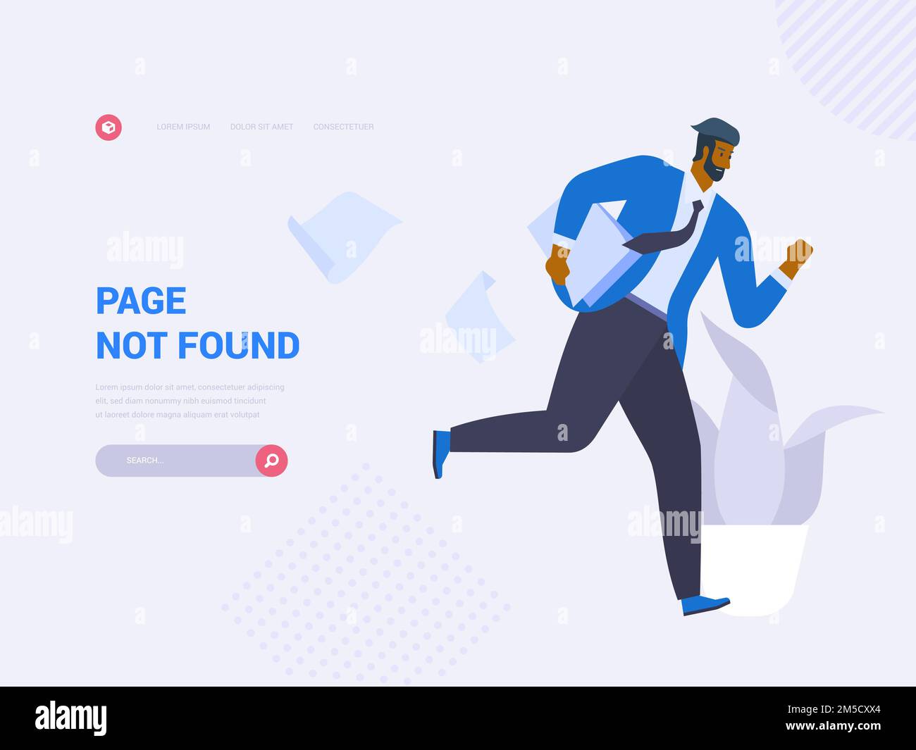 Seite nicht gefunden: Vektorvorlage für Homepage. 404 Fehler: Idee der Landing-Page-Oberfläche der Website mit flachen Abbildungen. Zugriffsproblem. Internetverbindung fa Stock Vektor